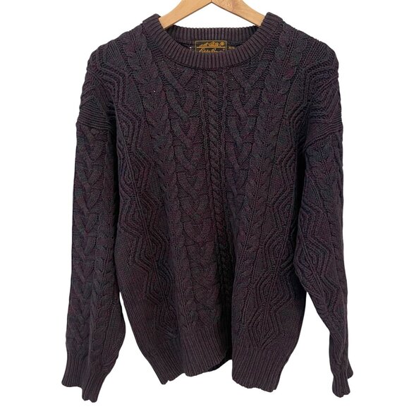 Vintage 90s Eddie Bauer Mens Cable Knit Sweater Size M Outdoor Classic Heritage - Picture 2 of 9